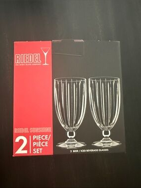 Riedel Clear Glass Ribbed Beer & Iced Beverage Set (2-Piece)